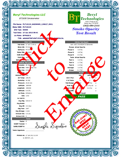 smoke opacity printout with optional download and certificate